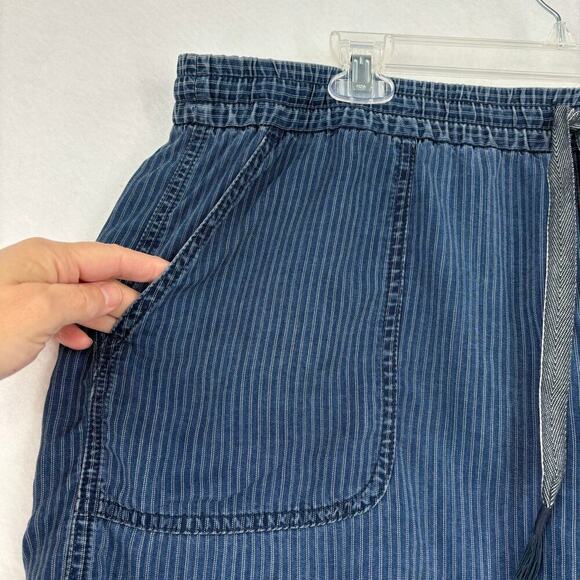 J Crew Seaside Shorts Size XL Indigo Blue Stripe High Rise Pull On Drawstring - Picture 5 of 11